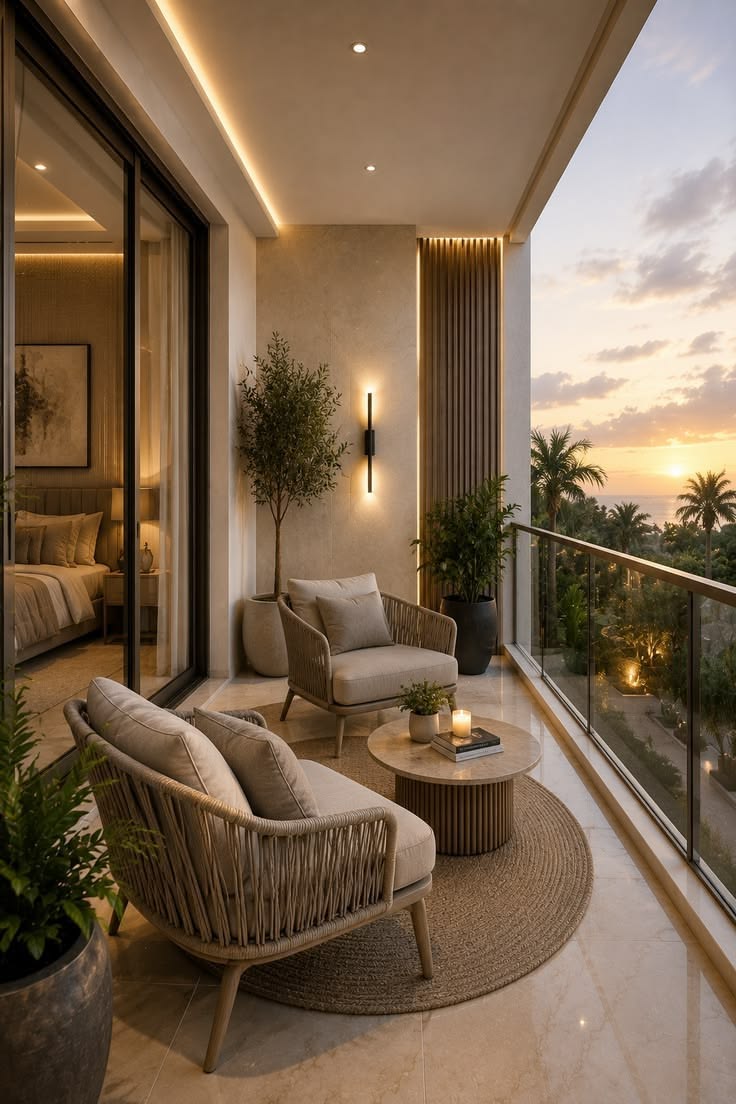 Cozy Balcony Lounge featuring Artificial Turf & Coffee Table #12